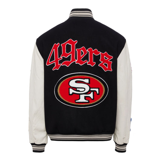 SAN FRANCISCO 49ERS WOOL & LEATHER VARSITY JACKET Black/White hover image
