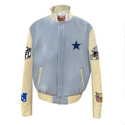 DALLAS COWBOYS WOOL & LEATHER VARSITY JACKET Baby Blue hover image