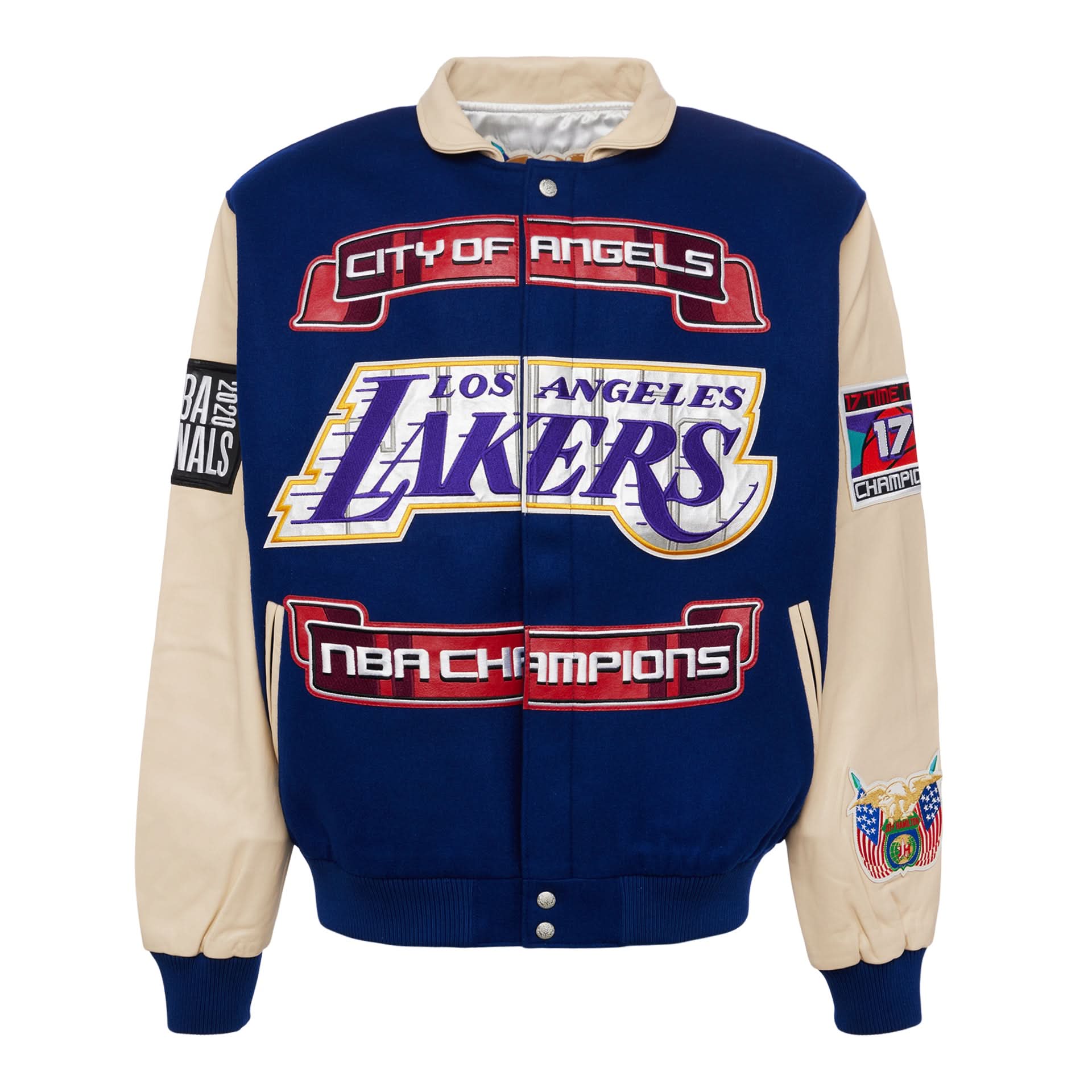 LOS ANGELES LAKERS 2020 CHAMPIONSHIP WOOL & LEATHER JACKET Royal