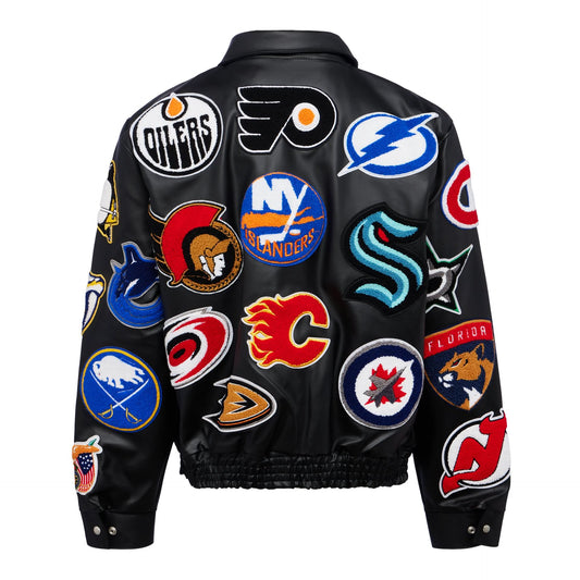 NHL COLLAGE VEGAN LEATHER JACKET Black hover image