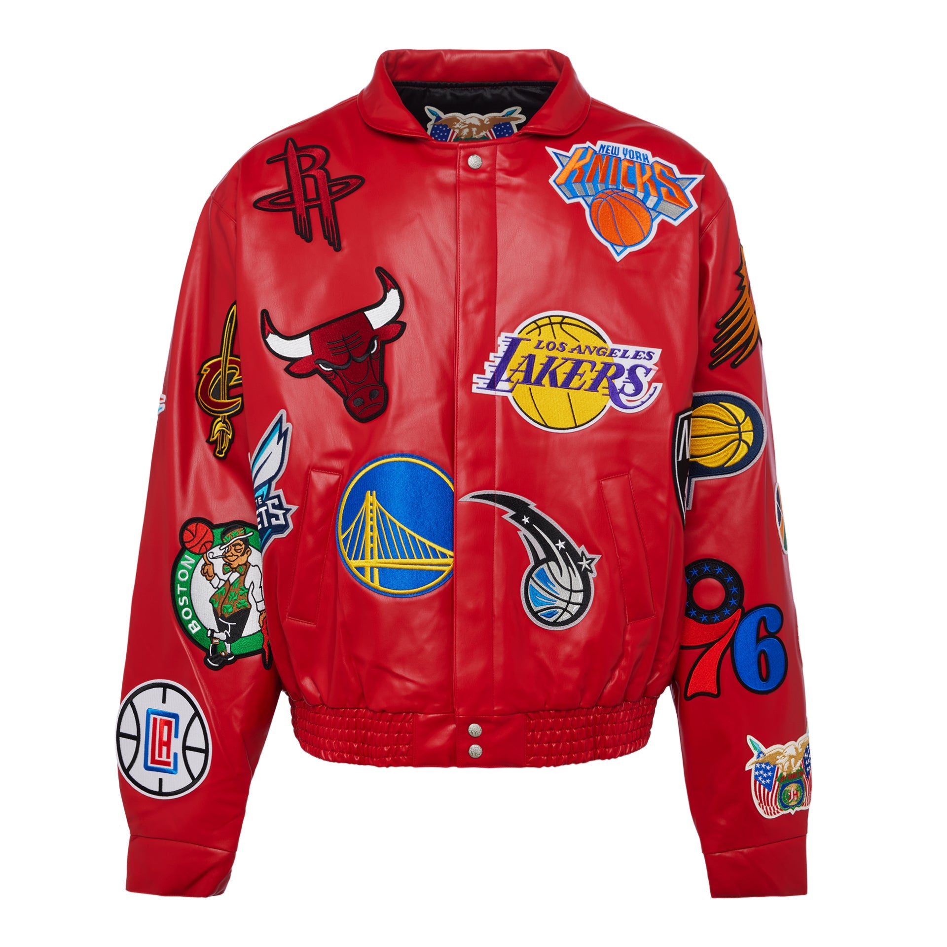 Bomber Jacket Nba Supreme Jacket NBA COLLAGE VEGAN LEATHER JACKET
