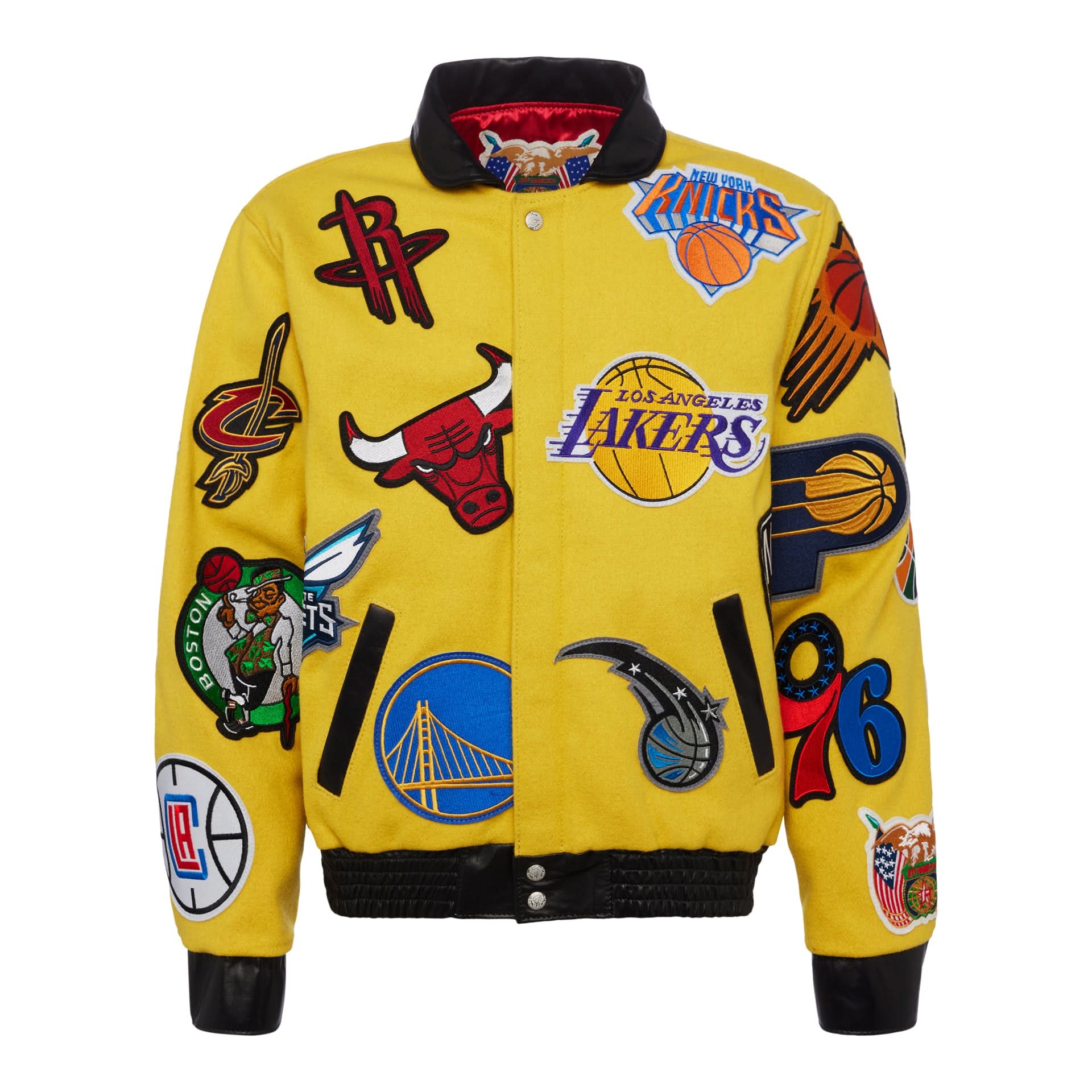 ジャケット・アウター Jeff Hamilton Wool Leather NBA JACKET NBA COLLAGE WOOL & LEATHER JACKET Yellow – Impossible Kicks