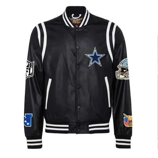 DALLAS COWBOYS VEGAN LEATHER JACKET Black / White hover image