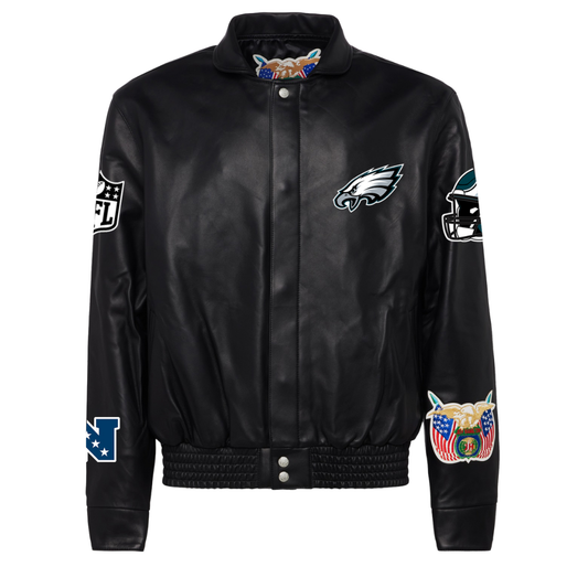 PHILADELPHIA EAGLES FULL LEATHER JACKET Black hover image
