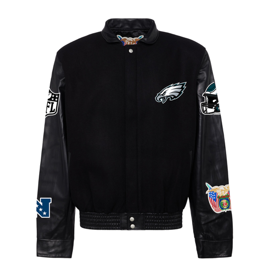 PHILADELPHIA EAGLES WOOL & LEATHER VARSITY JACKET Black/Black hover image