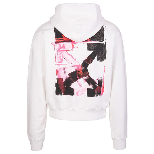Off-White Acrylic Arrow Logo Print Hooded Sweatshirt White Black Fucshia hover image