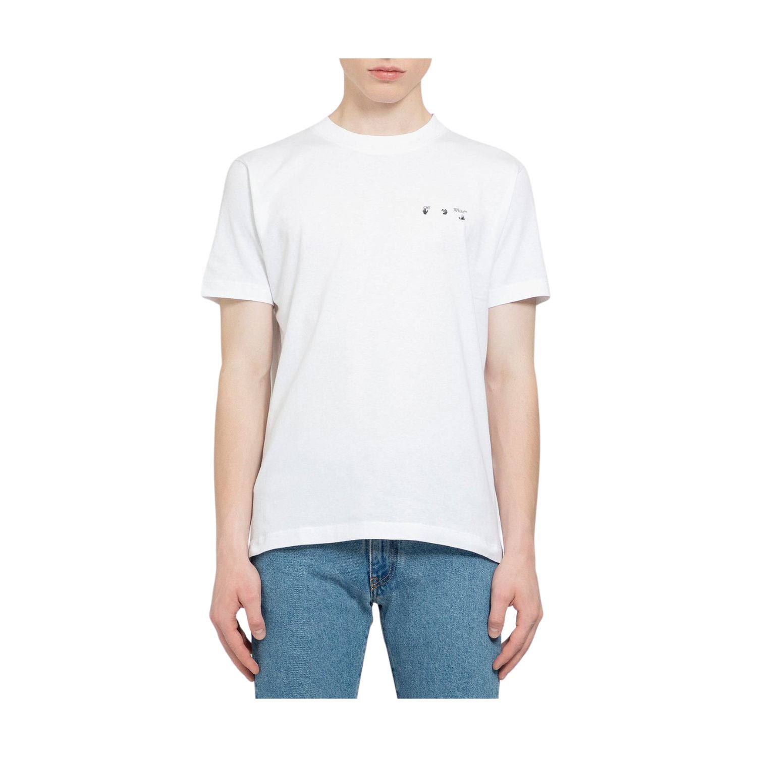 Tシャツ・カットソー Off-White OMAA027C99JER005 CARAVAG PAINT SLIM T-shirt Off-white Caravag Paint Slim S/s Tee Mens Style