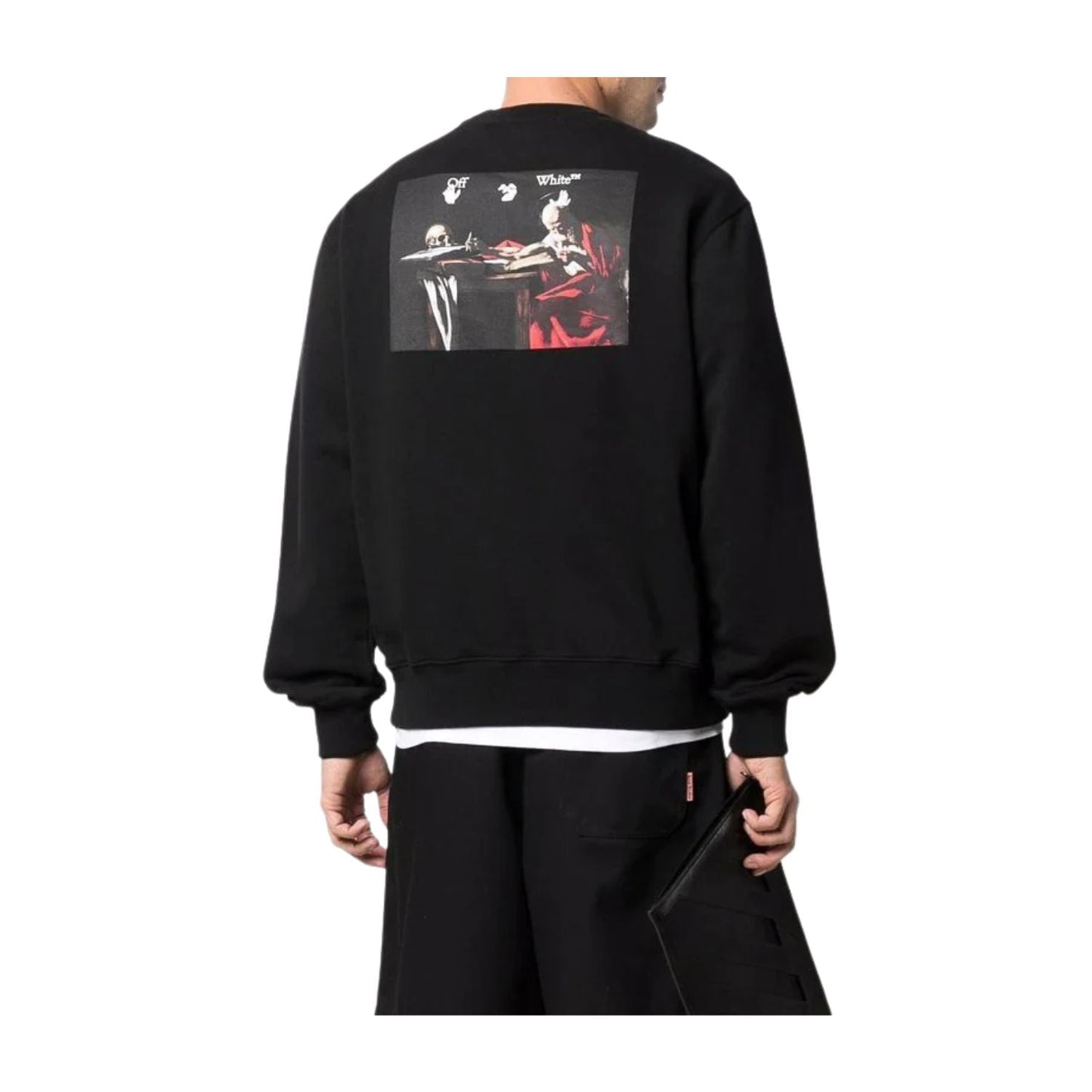 Off-white Caravag Paint Slim Crewneck Mens Style : Omba057c99fle00