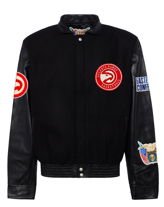 ATLANTA HAWKS WOOL & LEATHER JACKET Black hover image