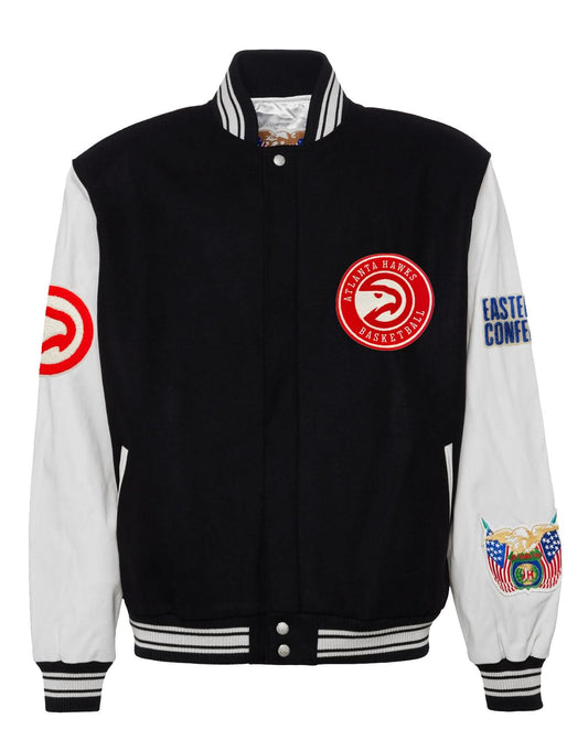 ATLANTA HAWKS WOOL & LEATHER VARSITY JACKET Black / White hover image