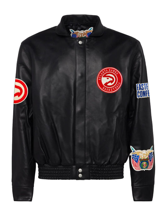 ATLANTA HAWKS FULL LEATHER JACKET Black hover image