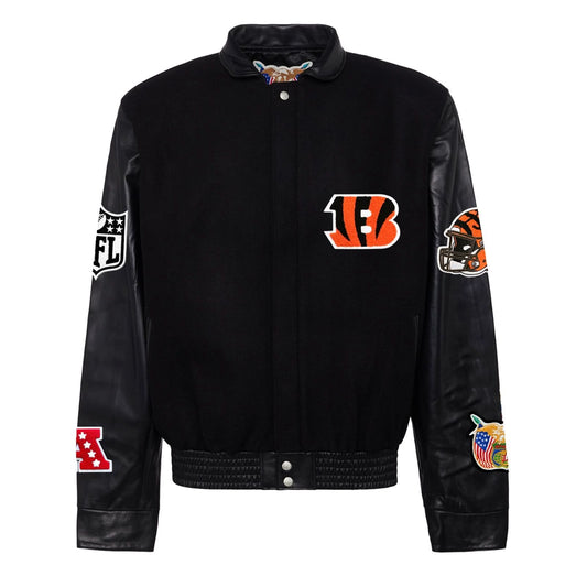 CINCINNATI BENGALS WOOL & LEATHER VARSITY JACKET Black/Black hover image