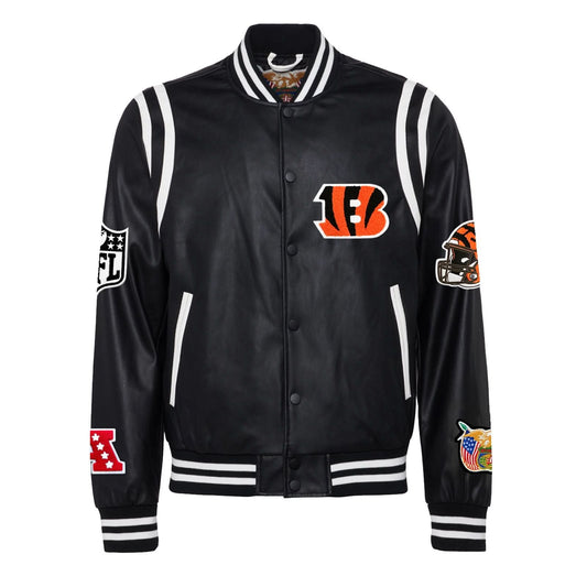 CINCINNATI BENGALS VEGAN LEATHER JACKET Black / White hover image