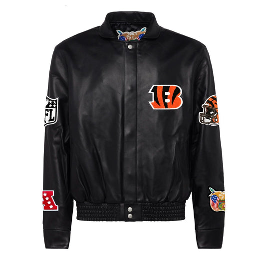 CINCINNATI BENGALS FULL LEATHER JACKET Black hover image