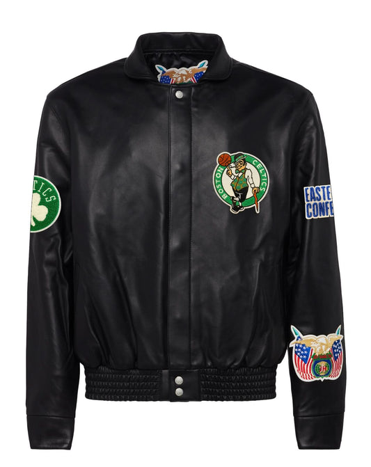 BOSTON CELTICS FULL LEATHER JACKET Black hover image