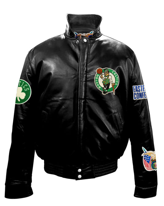 BOSTON CELTICS FULL LEATHER PUFFER JACKET Black hover image