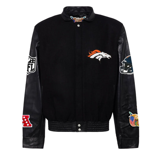 DENVER BRONCOS WOOL & LEATHER VARSITY JACKET Black/Black hover image