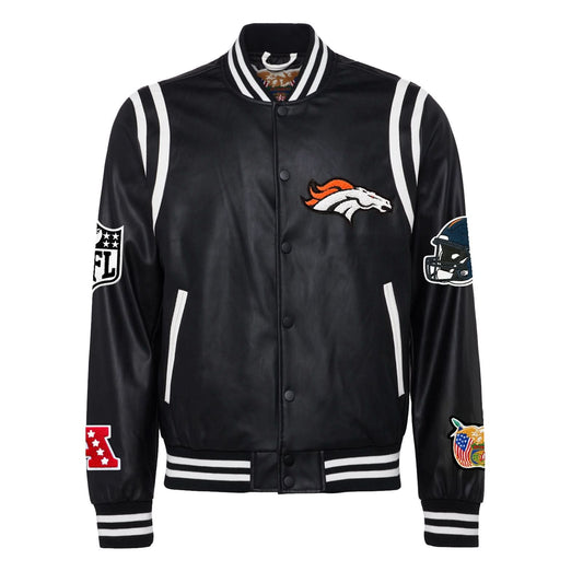 DENVER BRONCOS VEGAN LEATHER JACKET Black / White hover image