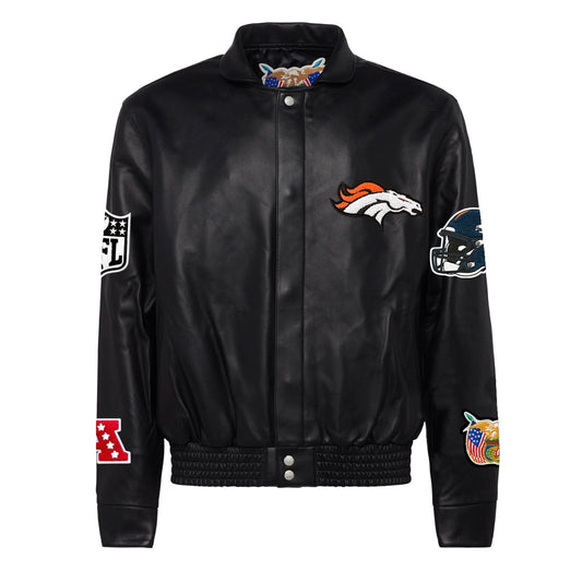 DENVER BRONCOS FULL LEATHER JACKET Black hover image