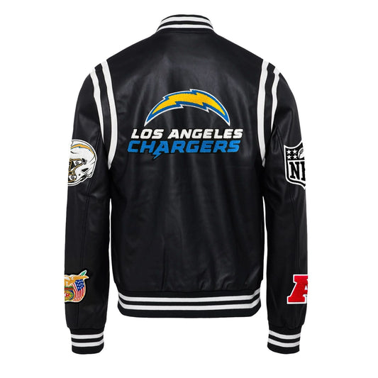 LOS ANGELES CHARGERS VEGAN LEATHER JACKET Black / White