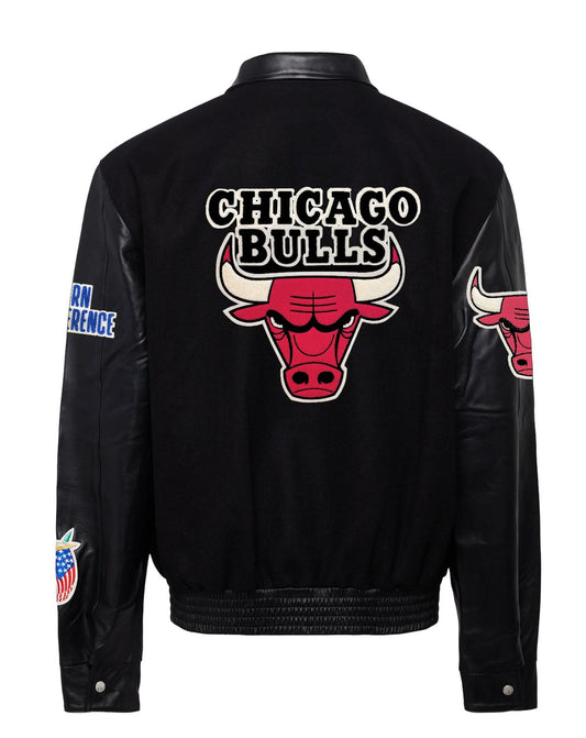 CHICAGO BULLS WOOL & LEATHER JACKET Black