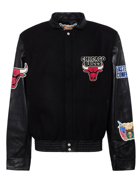 CHICAGO BULLS WOOL & LEATHER JACKET Black hover image