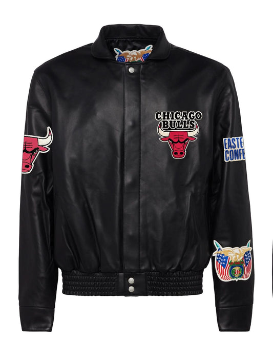 CHICAGO BULLS FULL LEATHER JACKET Black hover image