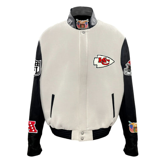 KANSAS CITY CHIEFS WOOL & LEATHER VARSITY JACKET Off White/Black hover image