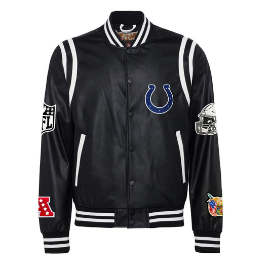 INDIANAPOLIS COLTS VEGAN LEATHER JACKET Black / White hover image