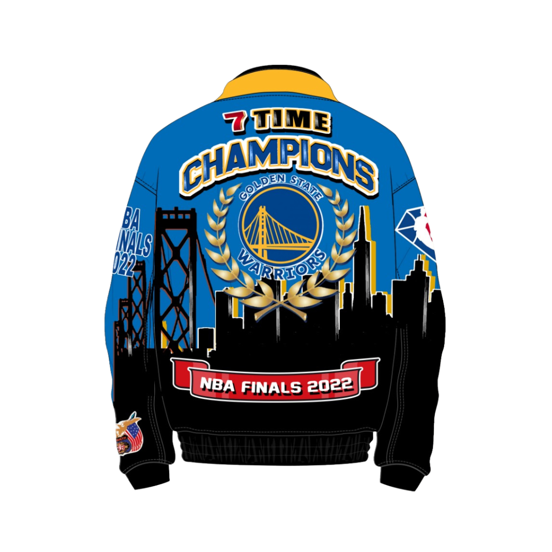 GOLDEN STATE WARRIORS 7TH CHAMPIONSHIP VEGAN LEATHER JACKET