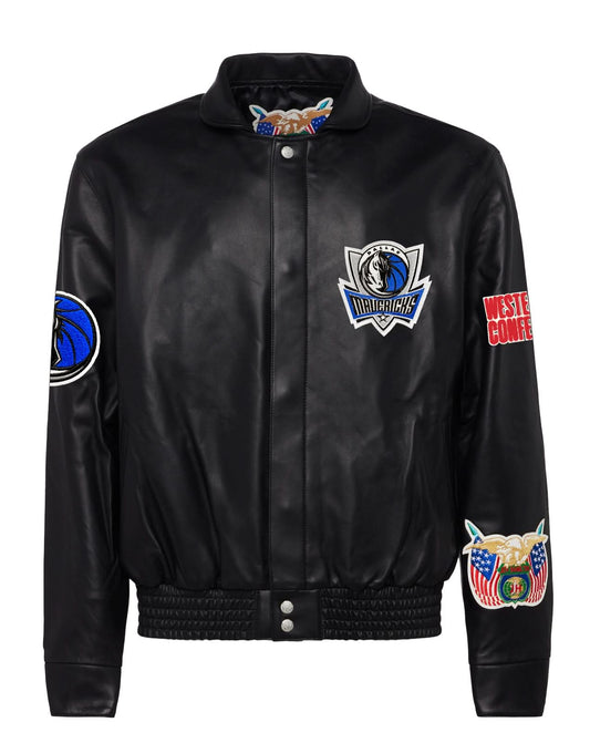 DALLAS MAVERICKS FULL LEATHER JACKET Black hover image