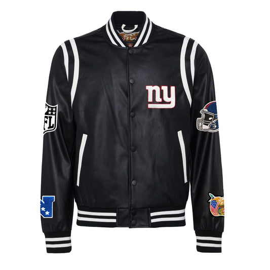 NEW YORK GIANTS VEGAN LEATHER JACKET Black / White hover image