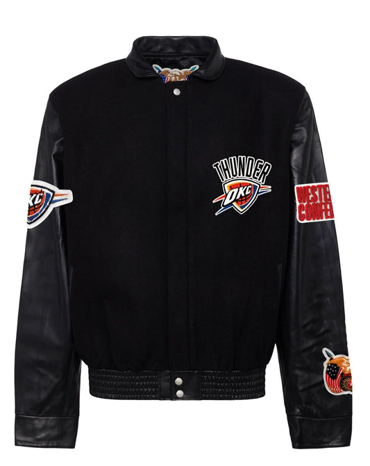 OKLAHOMA CITY THUNDER WOOL & LEATHER JACKET Black hover image