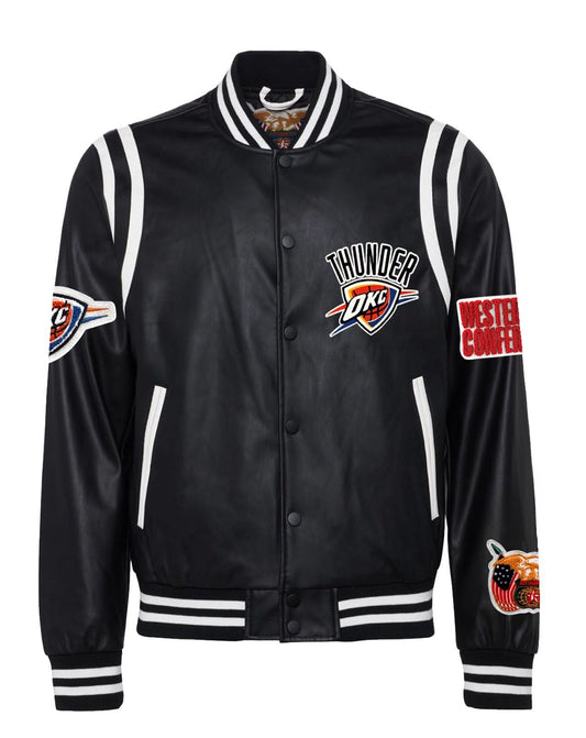 OKLAHOMA CITY THUNDER VEGAN LEATHER JACKET Black / White hover image