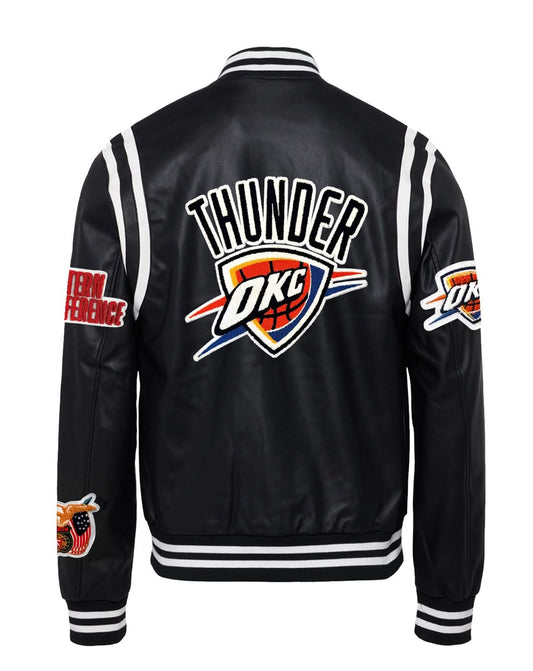 OKLAHOMA CITY THUNDER VEGAN LEATHER JACKET Black / White