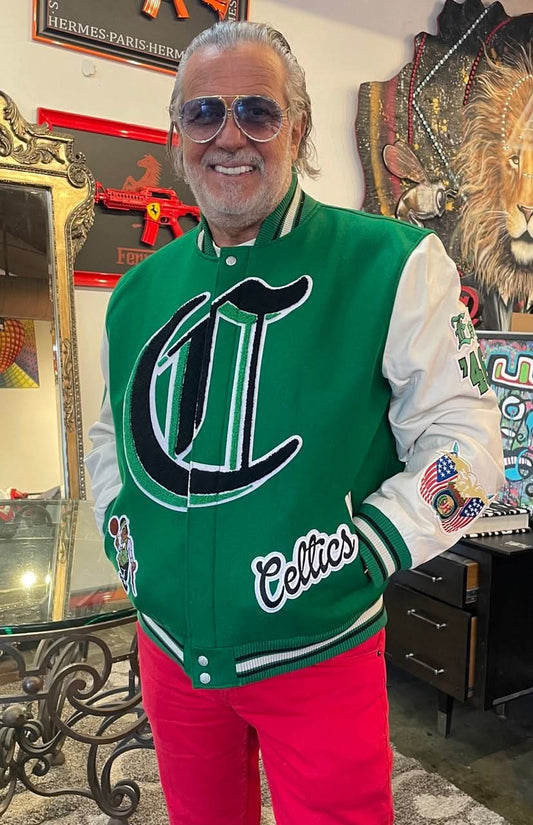 BOSTON CELTICS WOOL & LEATHER VARSITY JACKET hover image