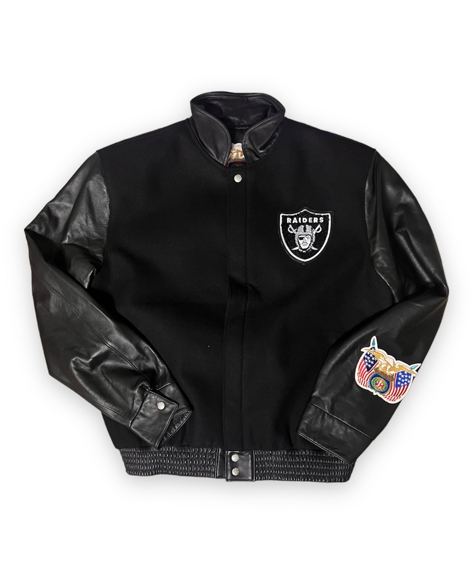 Oakland raiders nike outlet leather letterman jacket