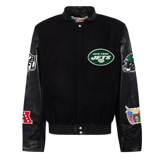 NEW YORK JETS WOOL & LEATHER VARSITY JACKET Black/Black hover image