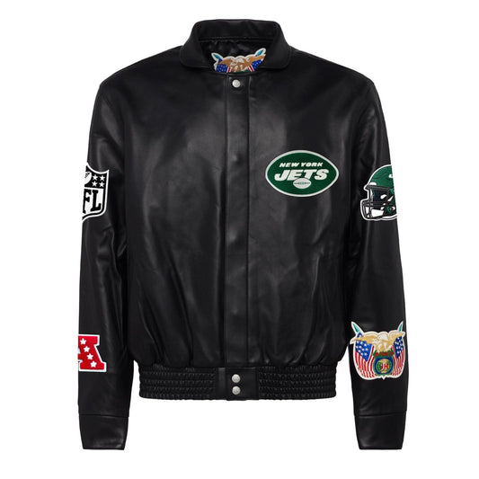 NEW YORK JETS FULL LEATHER JACKET Black hover image