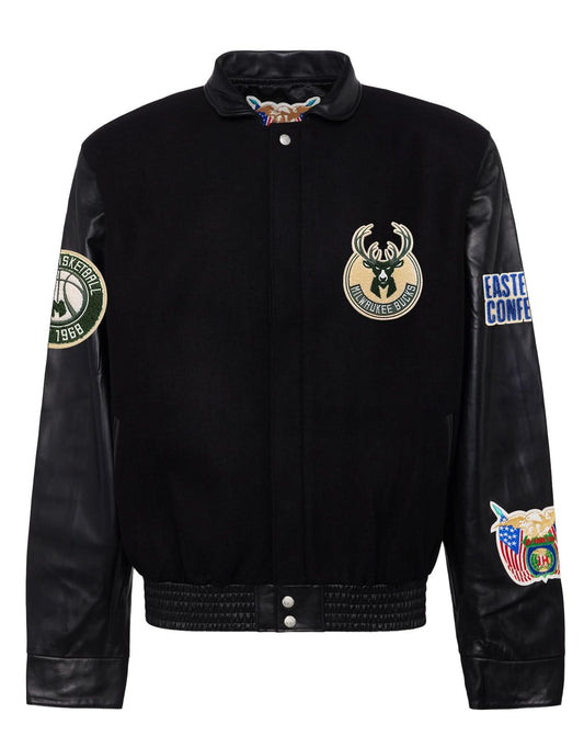 MILWAUKEE BUCKS WOOL & LEATHER JACKET Black hover image