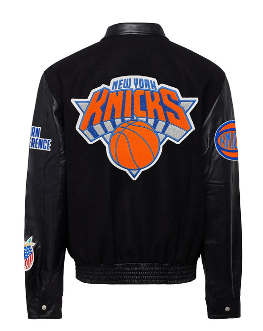 NEW YORK KNICKS WOOL & LEATHER JACKET Black