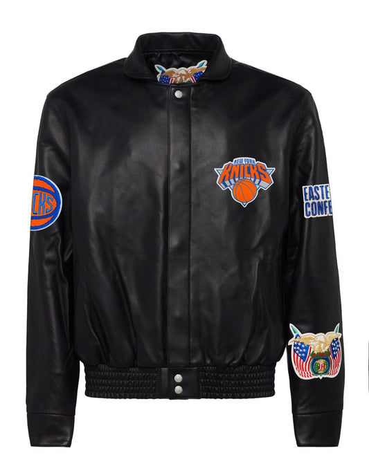 NEW YORK KNICKS FULL LEATHER JACKET Black hover image