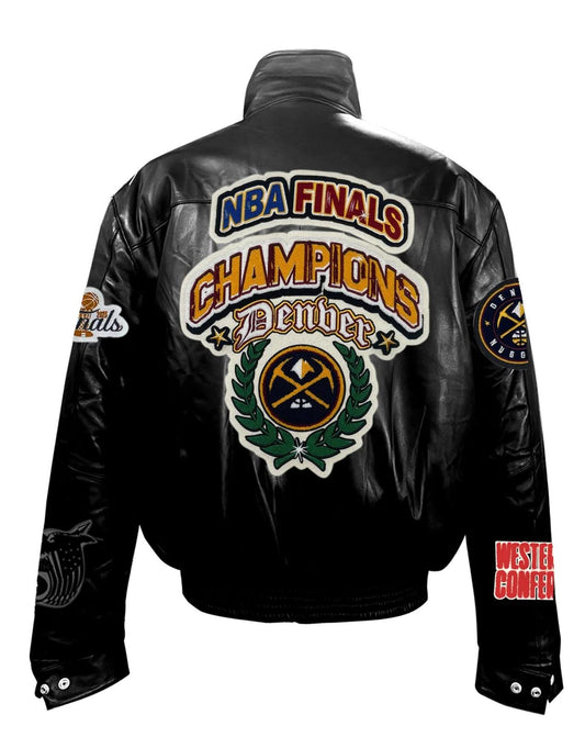 DENVER NUGGETS NBA CHAMPIONSHIP LEATHER PUFFER JACKET hover image