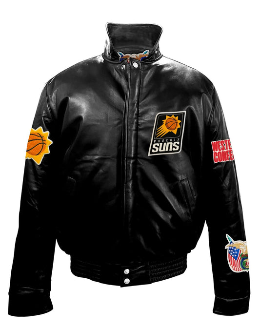PHOENIX SUNS FULL LEATHER PUFFER JACKET Black hover image