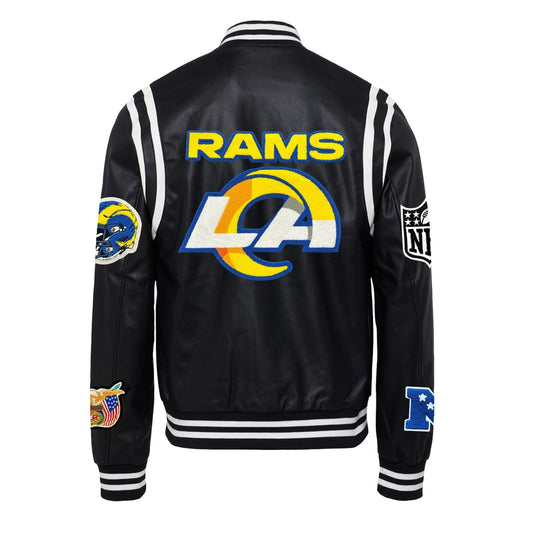 LOS ANGELES RAMS VEGAN LEATHER JACKET Black / White