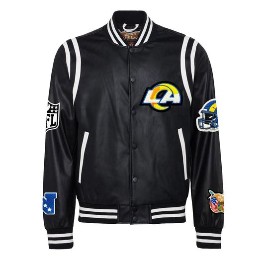 LOS ANGELES RAMS VEGAN LEATHER JACKET Black / White hover image
