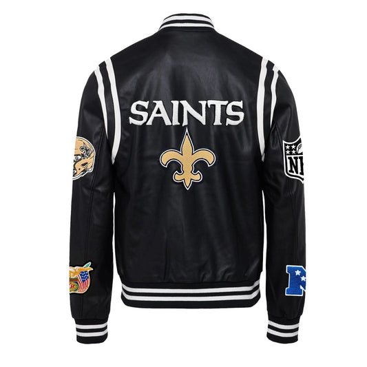 NEW ORLEANS SAINTS VEGAN LEATHER JACKET Black / White