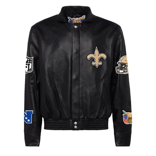 NEW ORLEANS SAINTS FULL LEATHER JACKET Black hover image