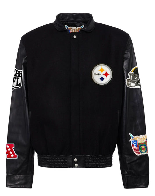 PITTSBURGH STEELERS WOOL & LEATHER VARSITY JACKET Black/Black hover image