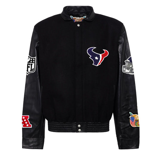 HOUSTON TEXANS WOOL & LEATHER VARSITY JACKET Black/Black hover image